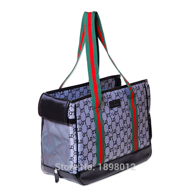 Luxury Black Brown Deisgn Letter Pet Shoulder Sling Carrier