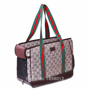 Luxury Black Brown Deisgn Letter Pet Shoulder Sling Carrier
