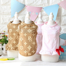 Pink & Coffee Cute Couples Star Printing Small Pet T-shirt Dress