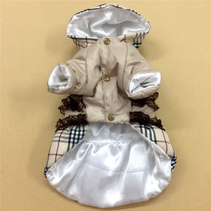 Luxury Plaid Design Warm Pet Jacket With Lace