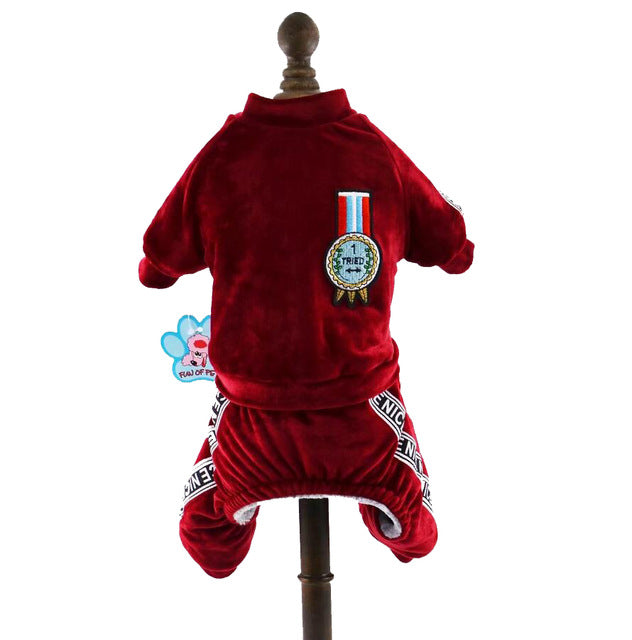 Winter Warm Soft Velvet Fleece Inside Jumpsuits for Small Pets