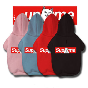 Supreme Pink Red Black Red Fleece Hoodie for Small Pets