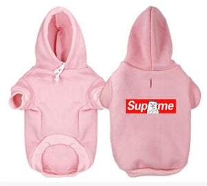 Supreme Pink Red Black Red Fleece Hoodie for Small Pets