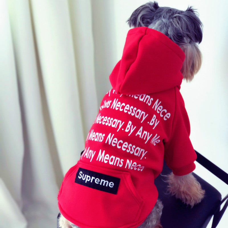 Letter Printed Red Cotton Hoodie for Pets