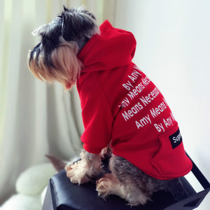 Letter Printed Red Cotton Hoodie for Pets