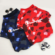 Red Blue Camouflauge Champion Lettering Pet Two-legged T-shirt
