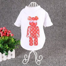 Print Pattern Bear Sunglasses Black White Pet Short-Sleeved T-Shirt