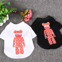 Print Pattern Bear Sunglasses Black White Pet Short-Sleeved T-Shirt