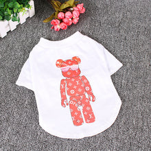 Print Pattern Bear Sunglasses Black White Pet Short-Sleeved T-Shirt