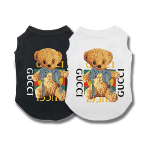 Teddy Bear Popeye Bear Print Pattern Black White pet Tank Tops