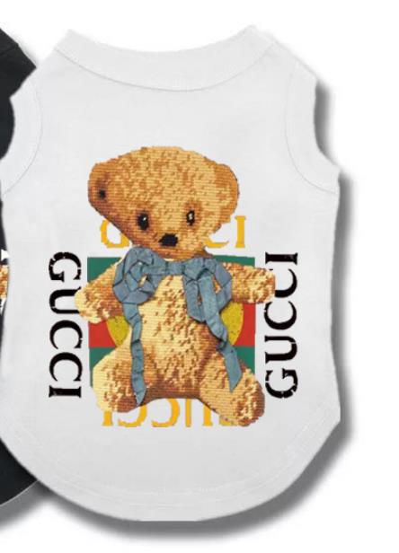 Teddy Bear Popeye Bear Print Pattern Black White pet Tank Tops