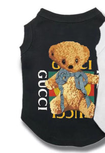 Teddy Bear Popeye Bear Print Pattern Black White pet Tank Tops
